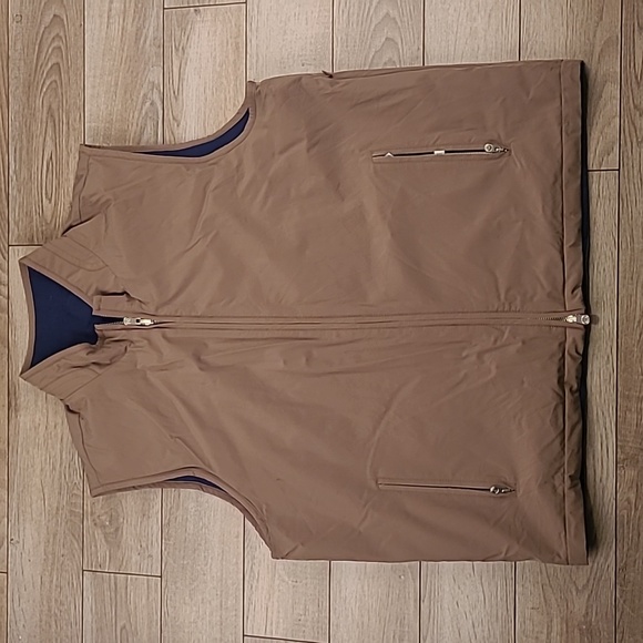Peter Millar Other - PETER‎ MILLAR Tan Blue Quilted Cotton Blend REVERSIBLE Sz XL Mens Full Zip Vest